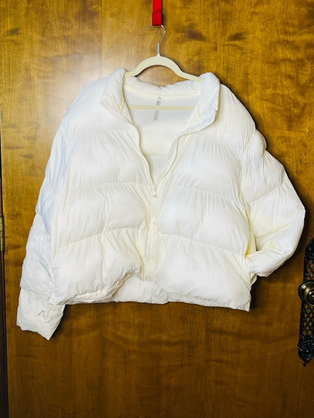 Fabletics Cropped Puffer Jacket White Zip Front Lightweight Size 2X